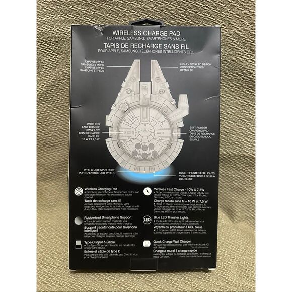 Star Wars Millennium Falcon Wireless Light Up Phone Charger Pad Apple Android - Picture 4 of 5